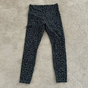 Athleta Black and Gray Leopard Print Leggings